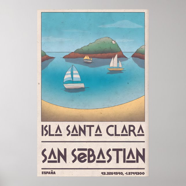 Island Vacation Poster Calm Bay Scene, Rounded (Front)