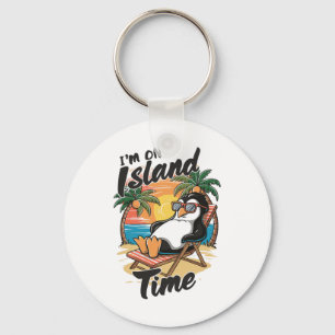 Island Vacation Tropical Travel Relax Time Penguin Key Ring
