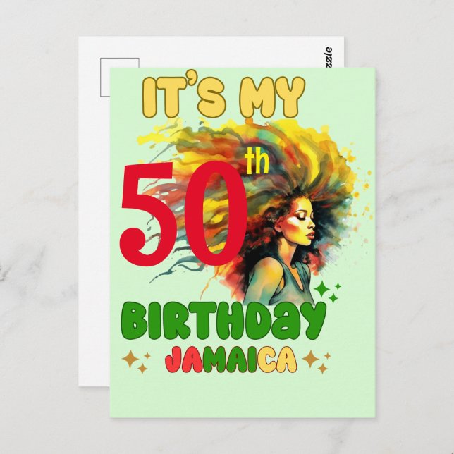 Island Vibes Jamaica Birthday Girl Group Matching Postcard (Front/Back)
