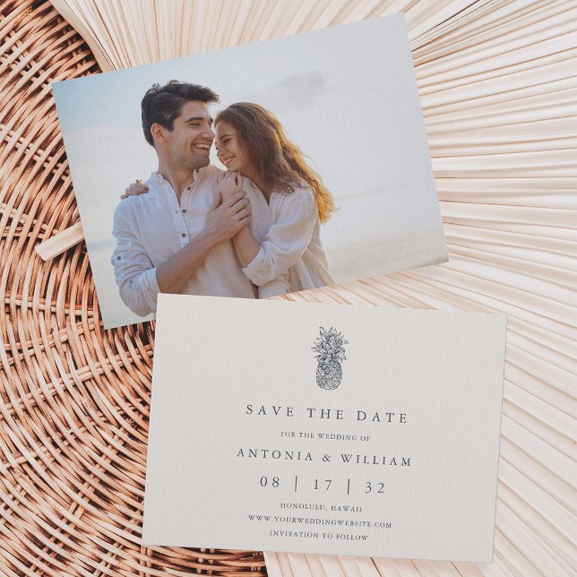 Island Vintage Pineapple Photo Wedding Save The Date (Creator Uploaded)