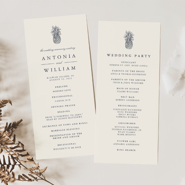 Island Vintage Pineapple Wedding Ceremony Program (Creator Uploaded)