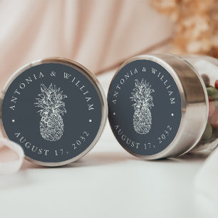 Island Vintage Pineapple Wedding Favour Classic Round Sticker