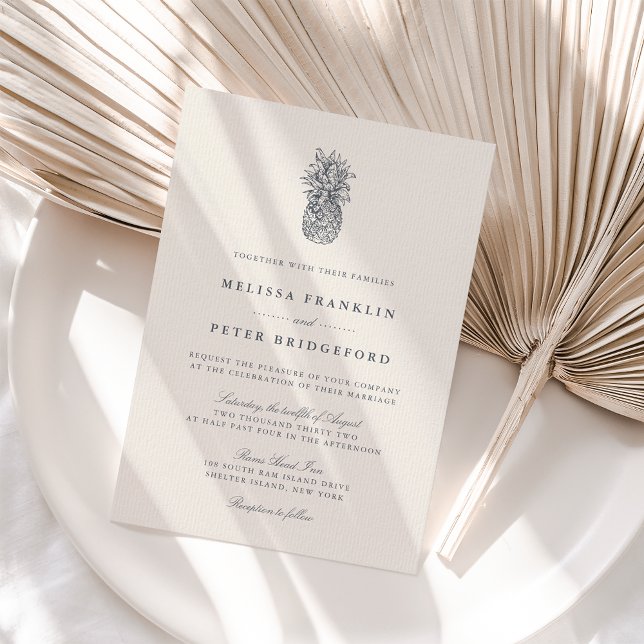 Island Vintage Pineapple Wedding Invitation (Creator Uploaded)