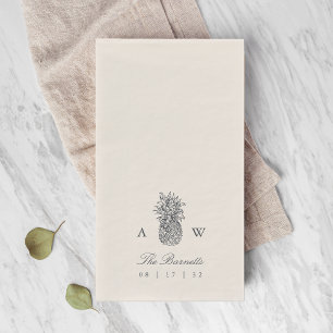 Island Vintage Pineapple Wedding Monogram Napkin