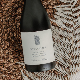 Island Vintage Pineapple Wedding Welcome Wine Label