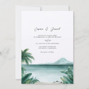 Island Watercolor Destination Wedding Invitation