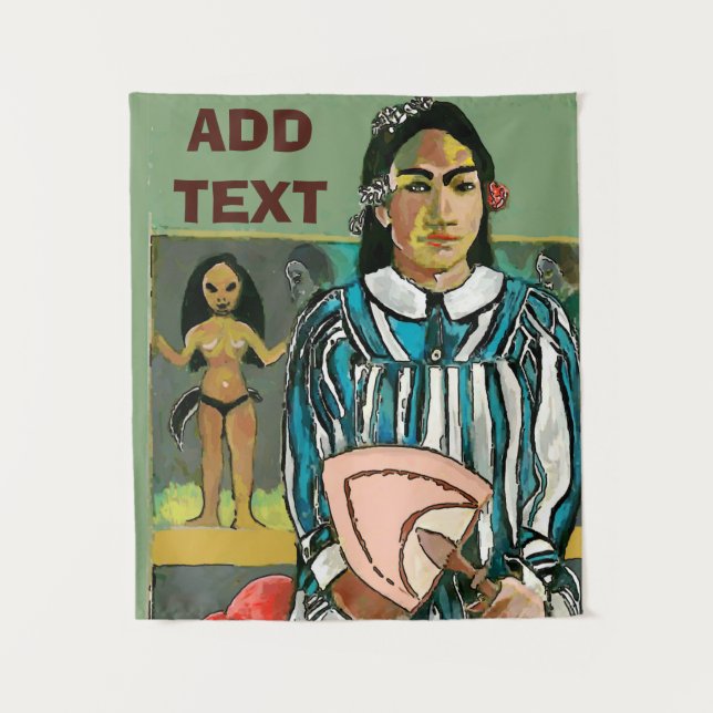 Island Woman, add text, Tapestry (Front)