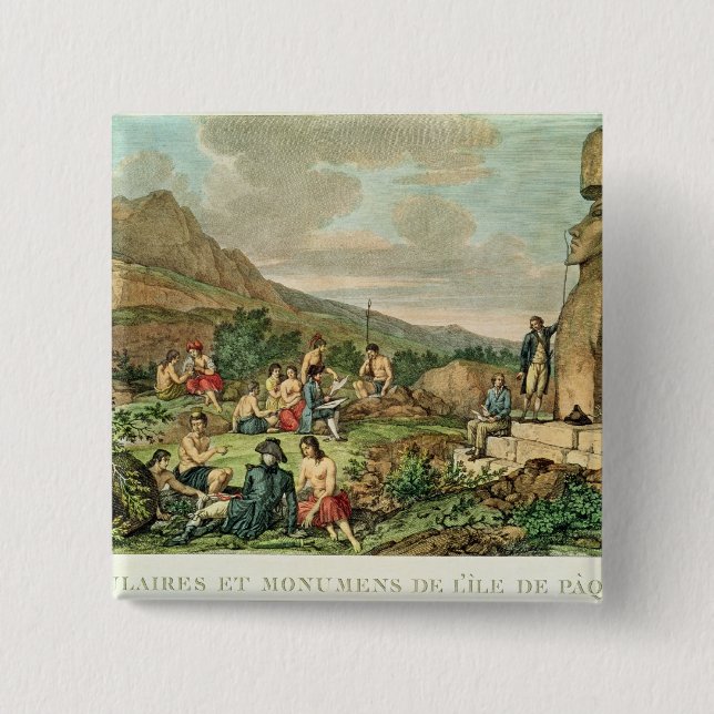 Islanders and Monuments of Easter Island 15 Cm Square Badge (Front)