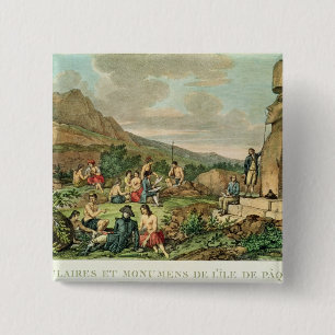 Islanders and Monuments of Easter Island 15 Cm Square Badge