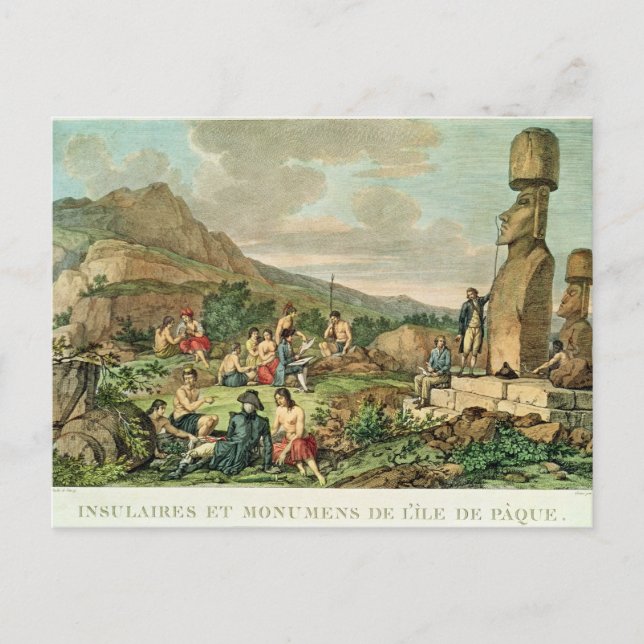 Islanders and Monuments of Easter Island Holiday Postcard (Front)