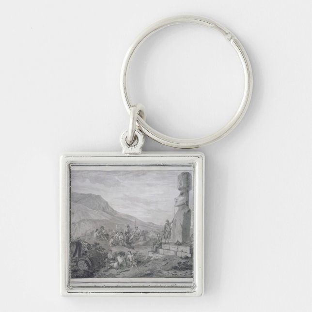 Islanders & Monuments of Easter Island, 1786 Key Ring (Front)