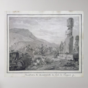 Islanders & Monuments of Easter Island, 1786 Poster