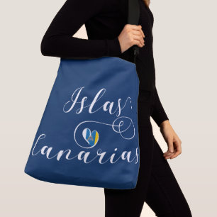 Islas Canarias, Canary Islands Flag Heart Crossbody Bag