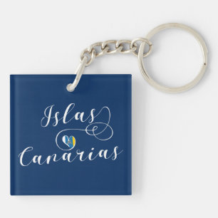 Islas Canarias, Canary Islands Flag Heart, Key Ring