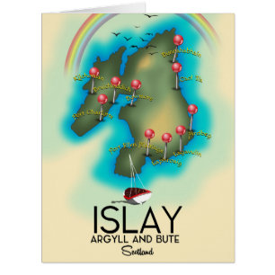 Islay, Inner Hebrides , scotland map travel art