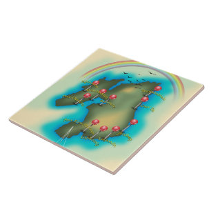 Islay, Inner Hebrides , scotland map travel art Ceramic Tile