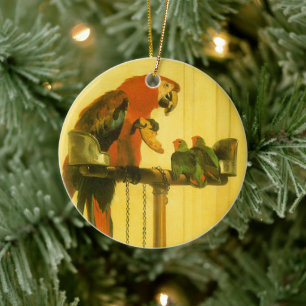 Islay, Tilco, a Macaw and Love Birds by Landseer Ceramic Tree Decoration
