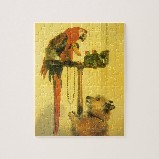 Islay, Tilco, a Macaw and Love Birds by Landseer Jigsaw Puzzle (Vertical)