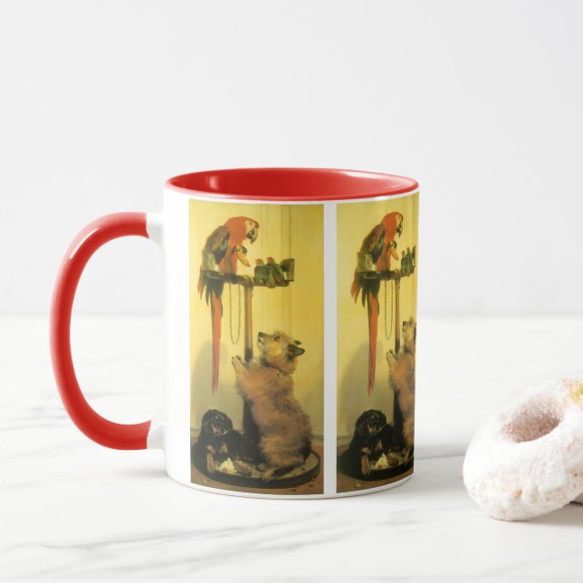 Islay, Tilco, a Macaw and Love Birds by Landseer Mug (With Donut)