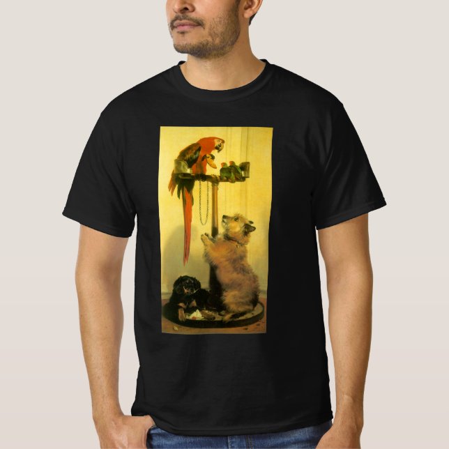 Islay, Tilco, a Macaw and Love Birds by Landseer T-Shirt (Front)
