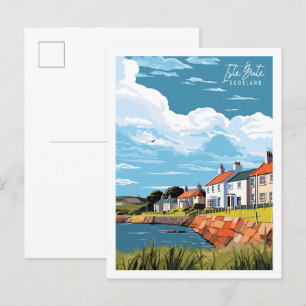 Isle Bute Scotland vintage travel illustration Postcard