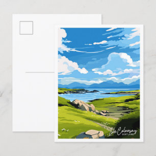 Isle Colonsay Scotland Travel Vintage illustration Postcard