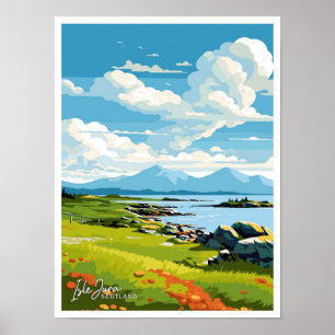 Isle Jura Scotland travel Vintage illustration Poster