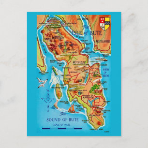 Isle of Bute Map Postcard