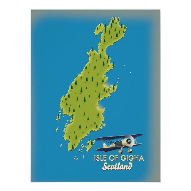 Isle of Gigha Scotland map Poster (Front)