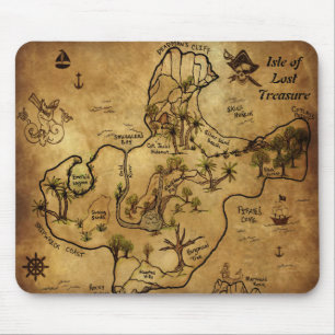Isle of Lost Treasure Map Mouse Pad