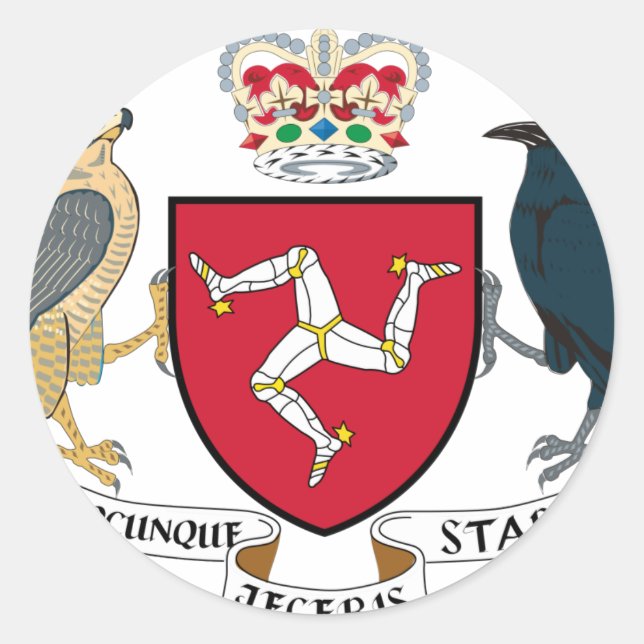 Isle of Man Coat of Arms - Manx Emblem Classic Round Sticker (Front)