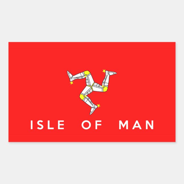 isle of man country flag text name rectangular sticker (Front)