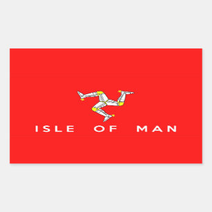isle of man country flag text name rectangular sticker