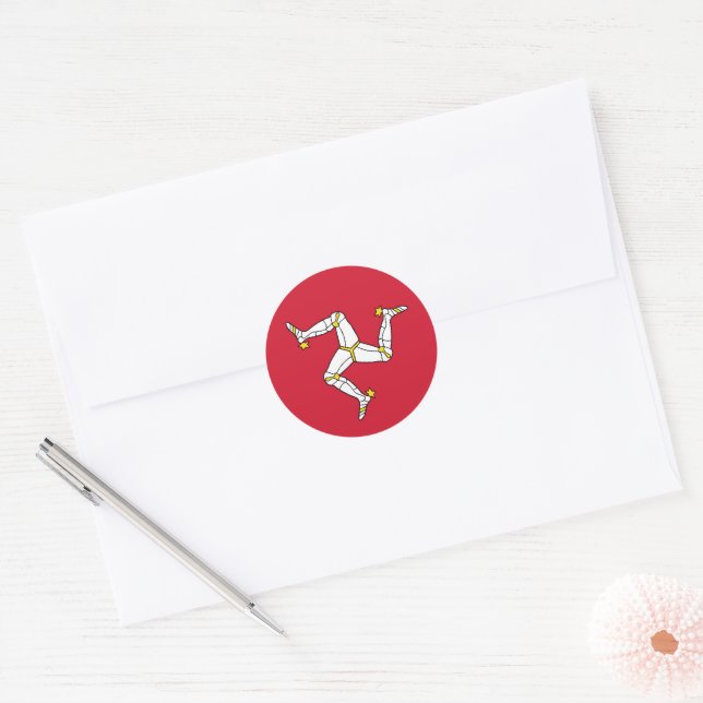 Isle of Man flag Classic Round Sticker (Envelope)