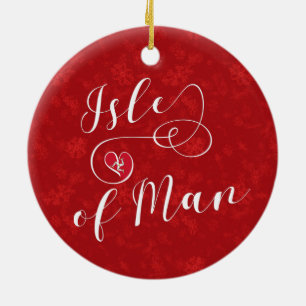Isle of Man Flag In A Heart, Manx Ceramic Ornament
