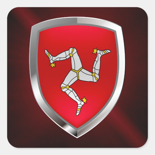 Isle of Man Metallic Emblem Square Sticker (Front)