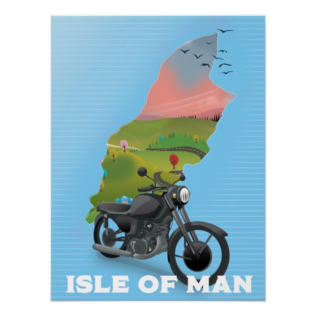 Isle of Man Motorbike travel poster (Front)