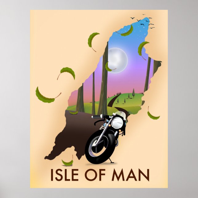 Isle of man motorcycle map travel poster (Front)