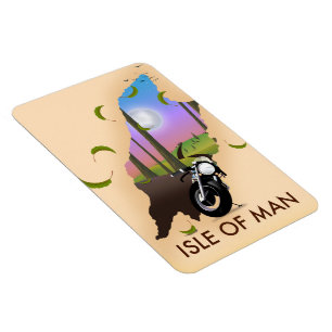 Isle of man motorcycle map travel poster magnet