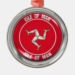 Isle of Man Round Emblem Metal Ornament
