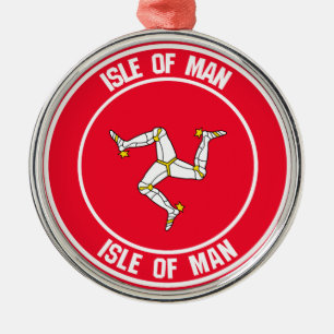 Isle of Man Round Emblem Metal Ornament