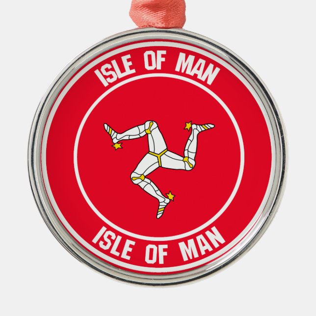 Isle of Man Round Emblem Metal Ornament (Front)