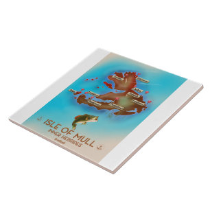 Isle of Mull Inner Hebrides Scotland Vintage Map. Ceramic Tile