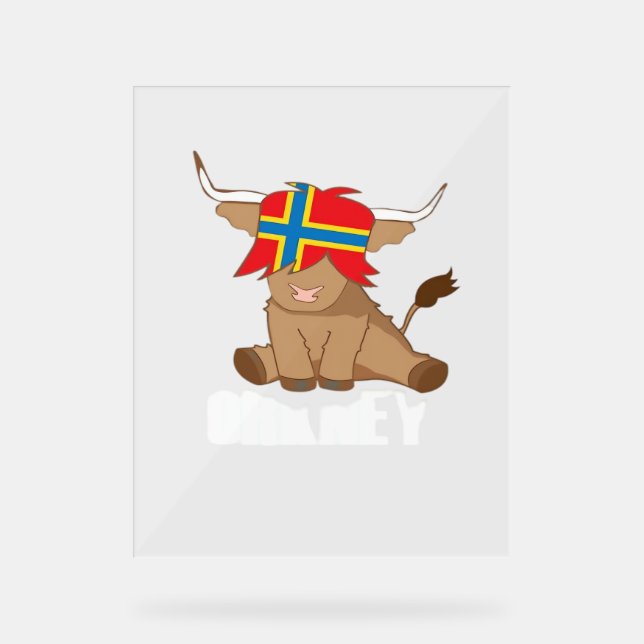 Isle of Orkney flag gift scottish highland cow cut Acrylic Sign (Front)