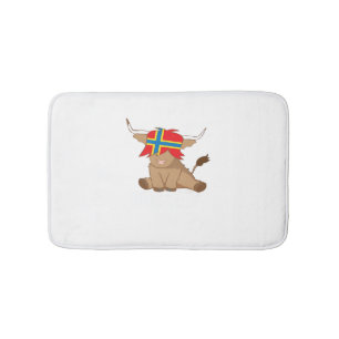 Isle of Orkney flag gift scottish highland cow cut Bath Mat