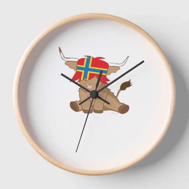 Isle of Orkney flag gift scottish highland cow cut Clock (Front)