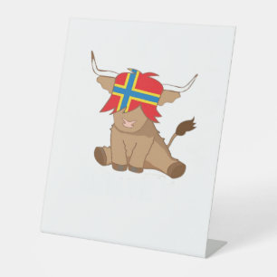 Isle of Orkney flag gift scottish highland cow cut Pedestal Sign