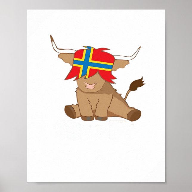 Isle of Orkney flag gift scottish highland cow cut Poster (Front)