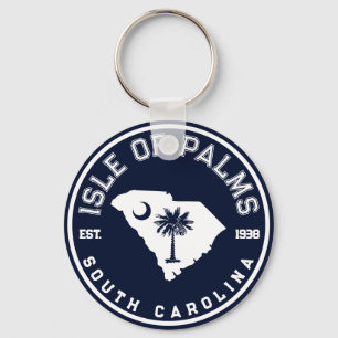 Isle of Palms South Carolina Flag Map Navy Key Ring
