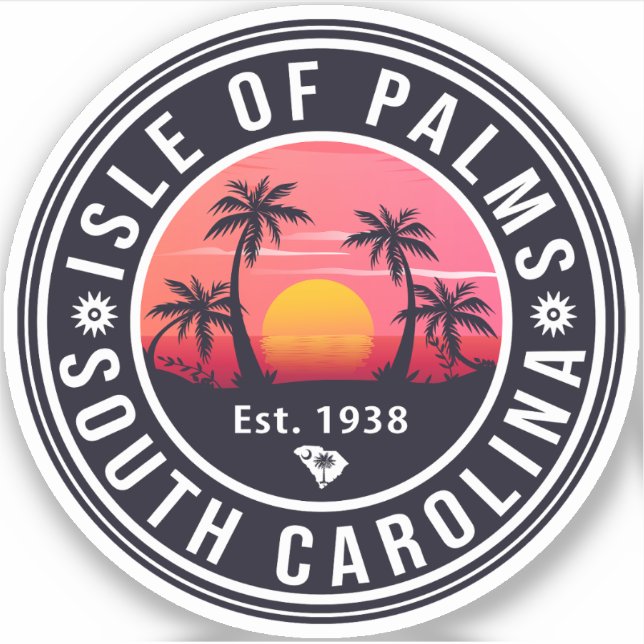 Isle of Palms South Carolina Retro Sunset Souvenir (Front)